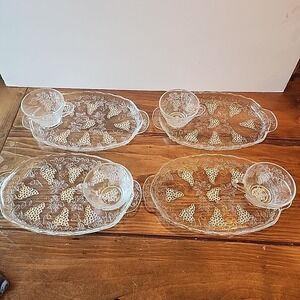 Vintage 8 Piece Snack Set Anchor Hocking‎ Early American Grape Motif EUC